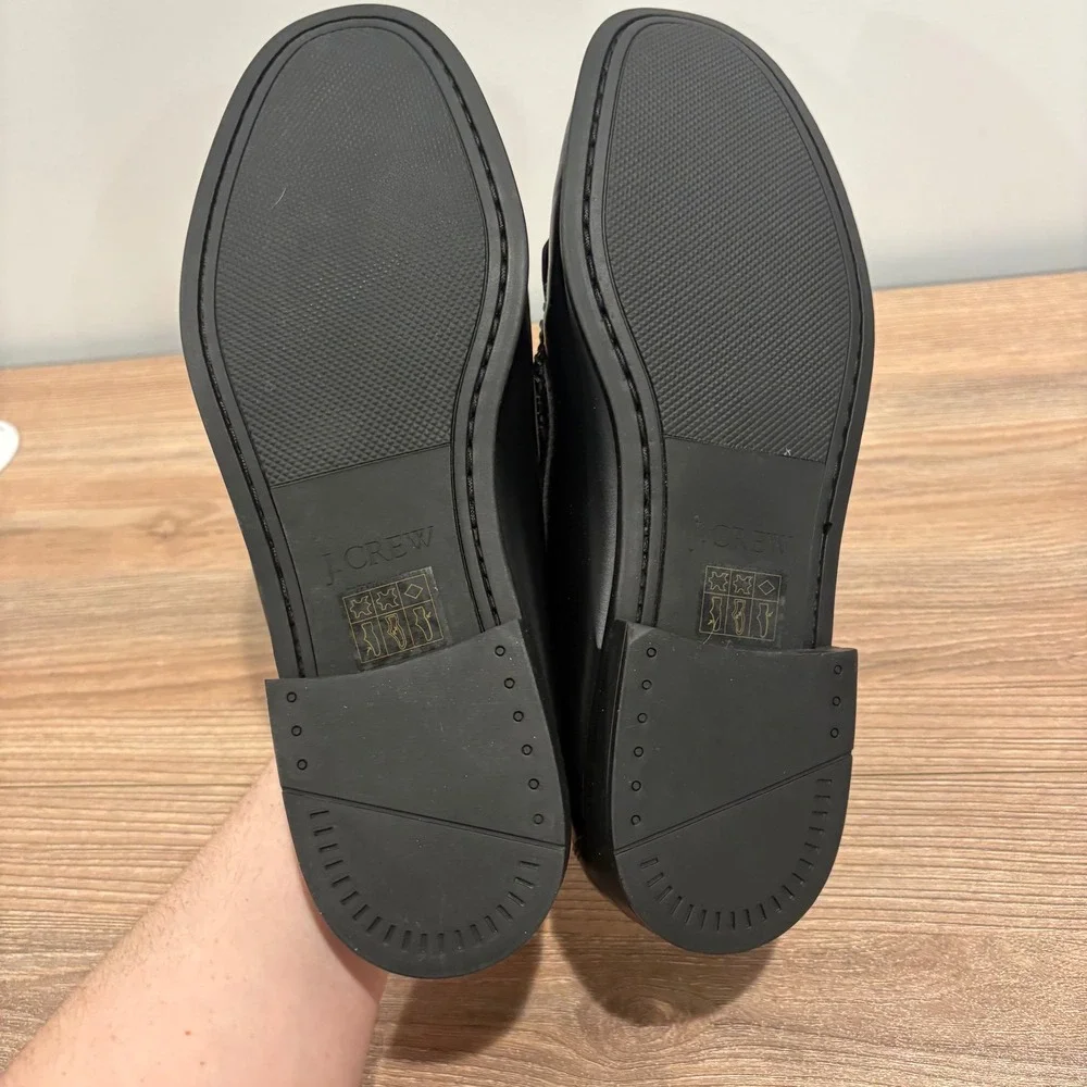 J.Crew Classic Tassel Kiltie Loafers Mens Black size 11 Leather Slip On Shoes
